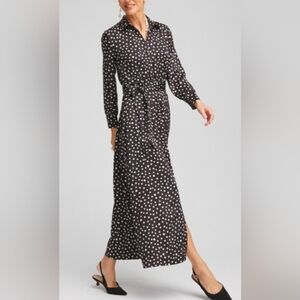 Zara Black Polka Dot Shirt Maxi Dress